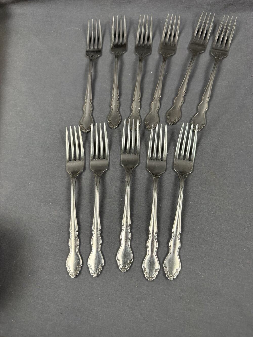 Set Of 11 Dinner Forks Oneida Dover Stainless Steel Flatware 7 1/4"
